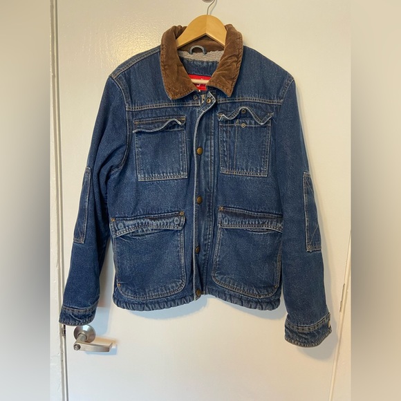 Vintage Wrangler Corduroy Neck Denim Coat Mens Pockets Sherpa Lined
Size Small - Picture 2 of 9
